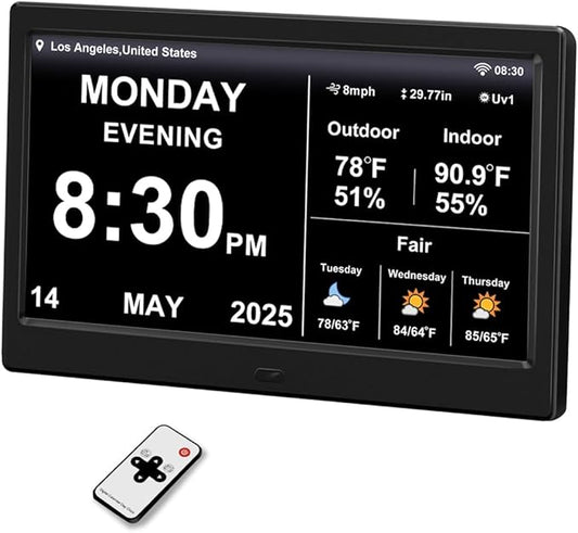 2025 Digital Clock with Weather Forecast & Temperature/Humidity Large Display by TIMEMOON