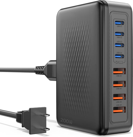 200W USB C Charging Station, 8-Port GaN USB C Charger Block, PD 65W Desktop