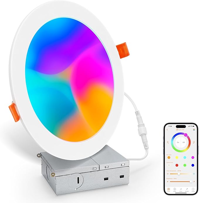 Smart Recessed Lighting 6 Inch, RGBCW Color Changing Canless Recessed Ceiling by VARICART