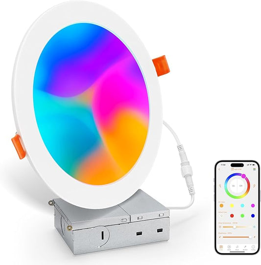 Smart Recessed Lighting 6 Inch, RGBCW Color Changing Canless Recessed Ceiling by VARICART