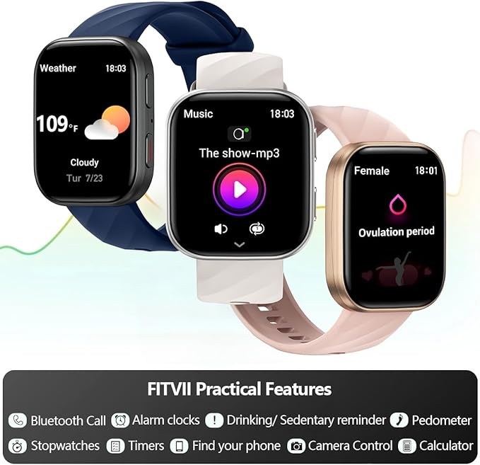 FITVII Health & Fitness Tracker, Smart Watch - Image 5