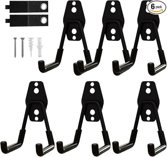 CRXCRC 6-Pack Small Square Heavy Duty Garage Hooks, Utility Room Storage by CRXCRC