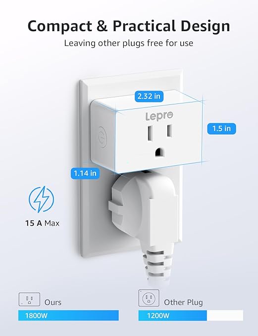 Lepro P1 Smart Plug Mini 15A, WiFi Outlet Plugs Compatible - Image 6