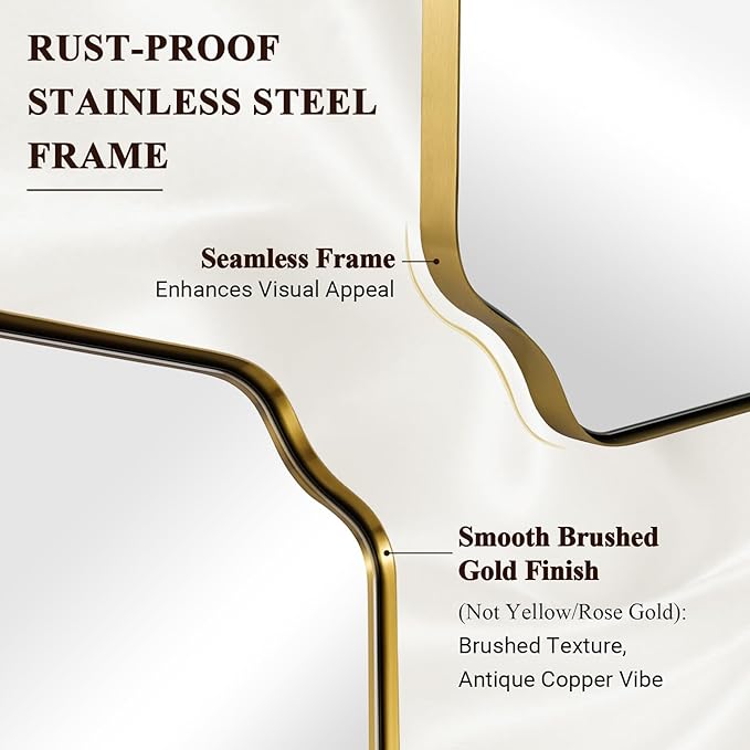 ANDY STAR 18" x 48" Full Length Wall Mirror, Large Brushed Gold Bathroom Mirror - Image 4