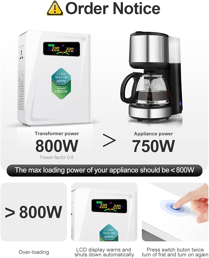 120v to 240v Step Up Transformer 1000W, 110v to 220v Power Voltage Converters - Image 6
