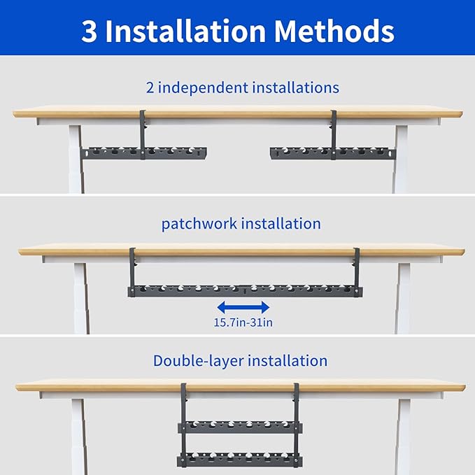 WIGAKDRU 31Inch Extendable Under Desk Cable Management Tray Multi-Model Metal - Image 3