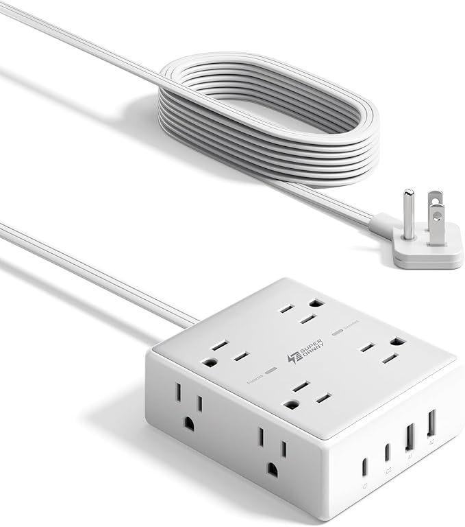 Flat Plug Surge Protector Power Strip, 6ft Ultra Thin Extension Cord - Image 9