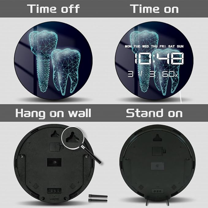Timethink 12'' Molar Tooth Digital Wall Clock Large Display, Dental Clinic - Image 5