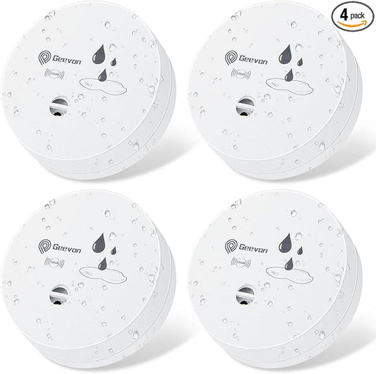 Geevon 4 Pack Water Leak Detectors, 100dB Water Sensor Alarms Flood Detector by GEEVON