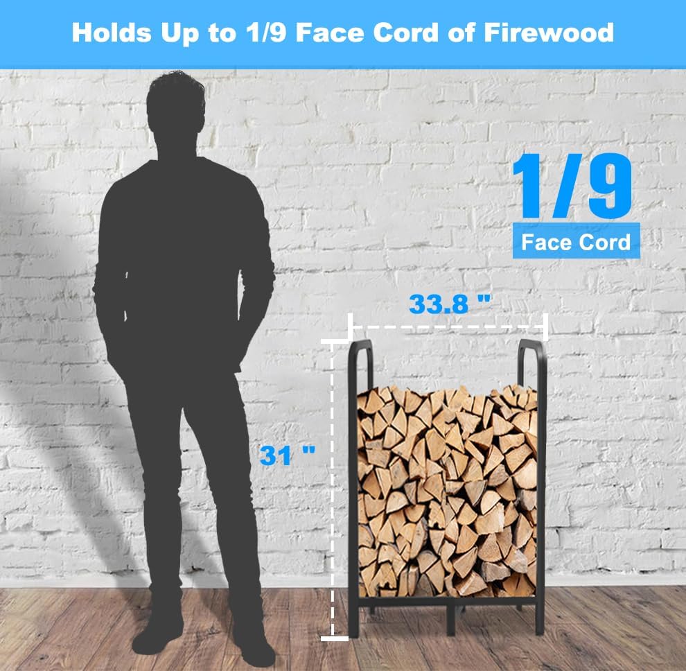 2.8ft firewood rack holder, adjustable heavy duty fire on a desk or shelf