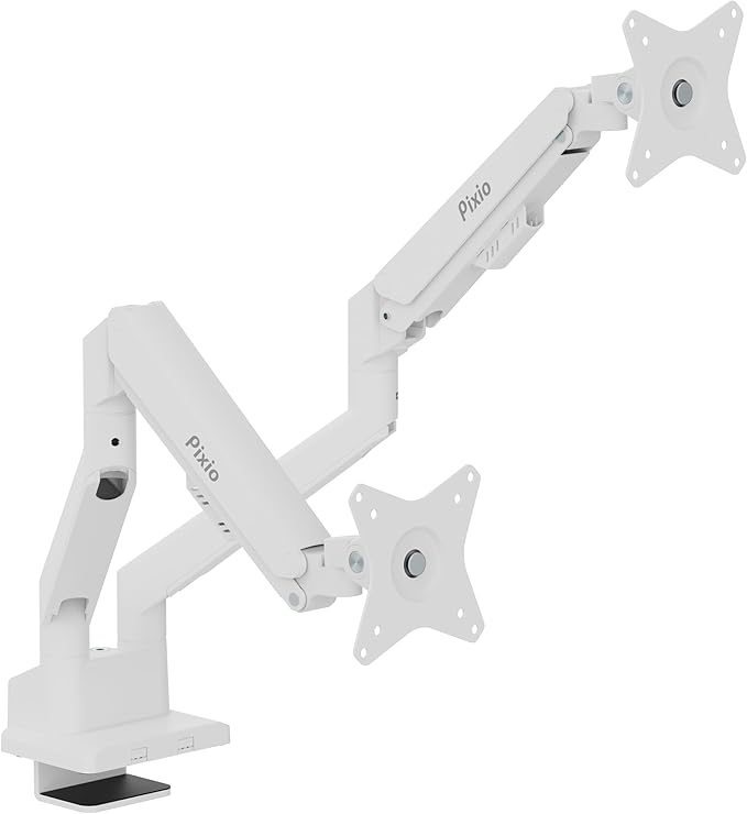 Pixio PS1D Wave White Dual Monitor Arm Stand Desk Mount by Pixio