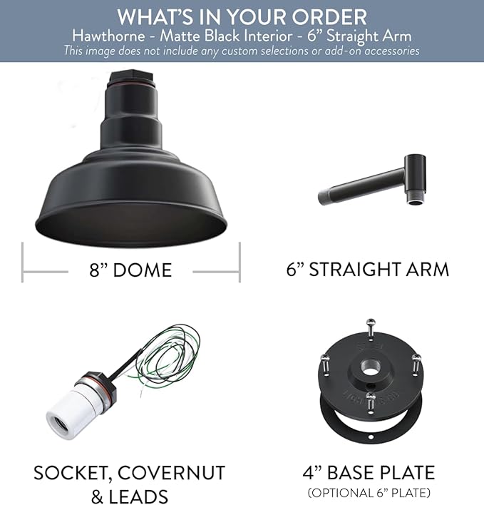 Steel Lighting Co. Hawthorne Barn Light | Outdoor Wall Mounted | 8 inch Dome | - Image 6
