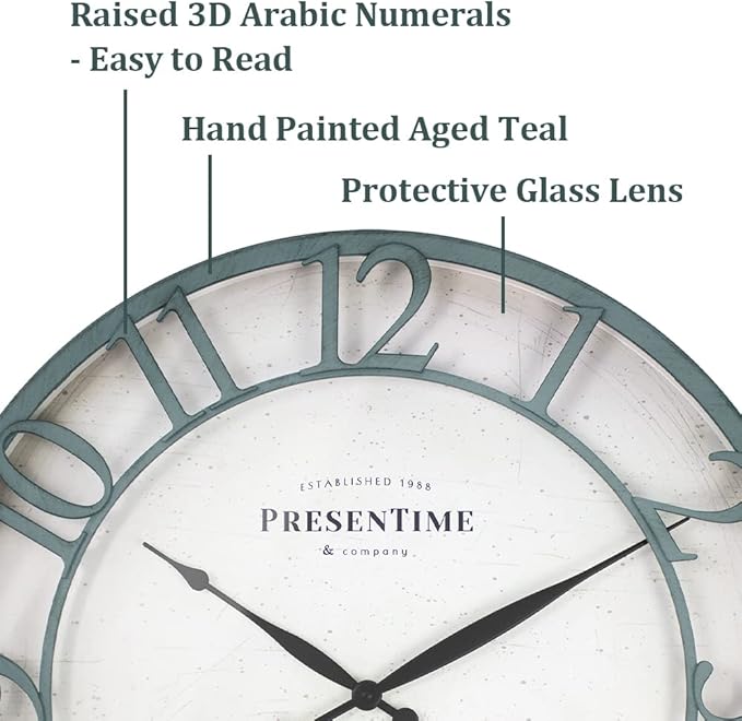 Presentime & Co 21" Farmhouse Series Wall Clock, Vintage Style, Retro Clock - Image 2