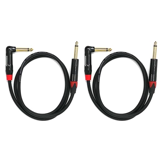 Rannsgeer 2 Pack 1/4 Inch TS Right Angle to 1/4 Inch TS 3 Feet Cable by Rannsgeer