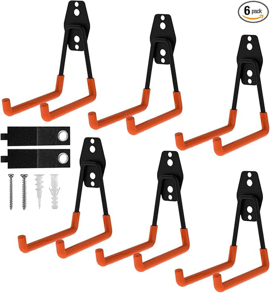CRXCRC Garage Hooks, 6 Pack Medium Square Wall Hooks by CRXCRC