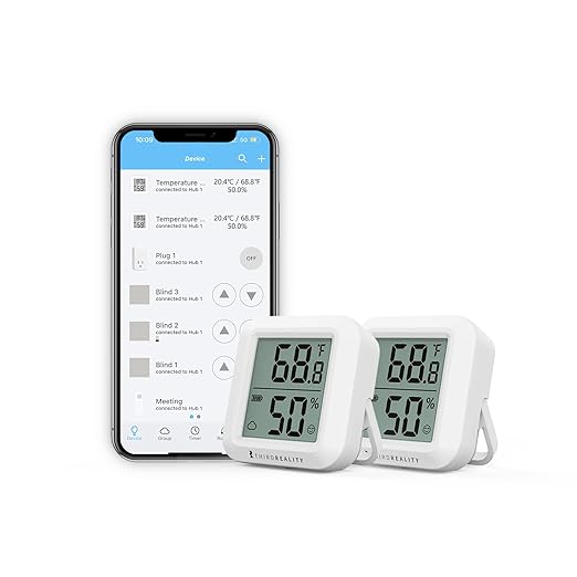 THIRDREALITY Zigbee Temperature and Humidity Sensor 2 Pack, Digital LCD Display by ThirdReality