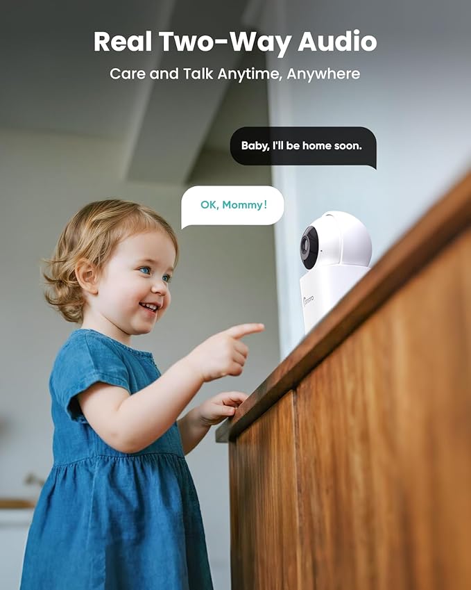 CAMSTRO 3K Indoor Security Camera 2 Pack, 360° Pan/Tilt WiFi Camera - Image 5