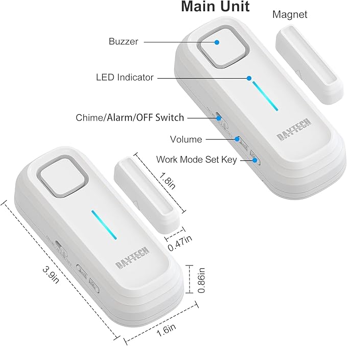 DAYTECH Fridge Door Alarm with Delay 1/2/3/4 mins Adjustable Close Windows - Image 8