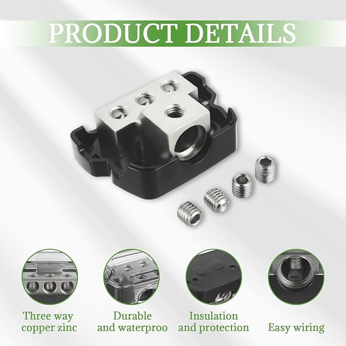 BOJACK 3 Way Power Distribution Connecting Block 1x0/2/4 Gauge Input 3x4/8 - Image 3