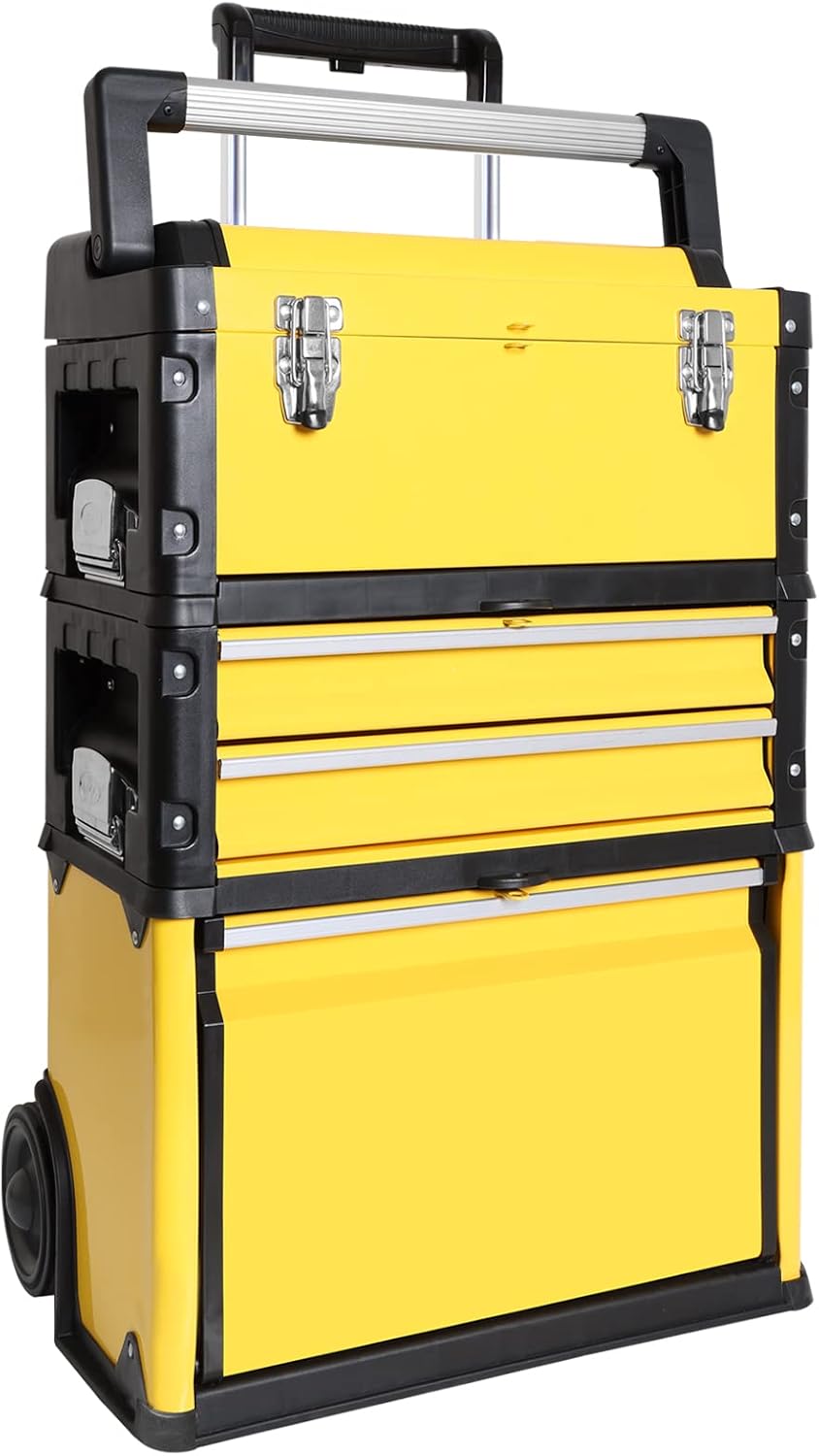big red stackable portable metal tool box organizer, main product view