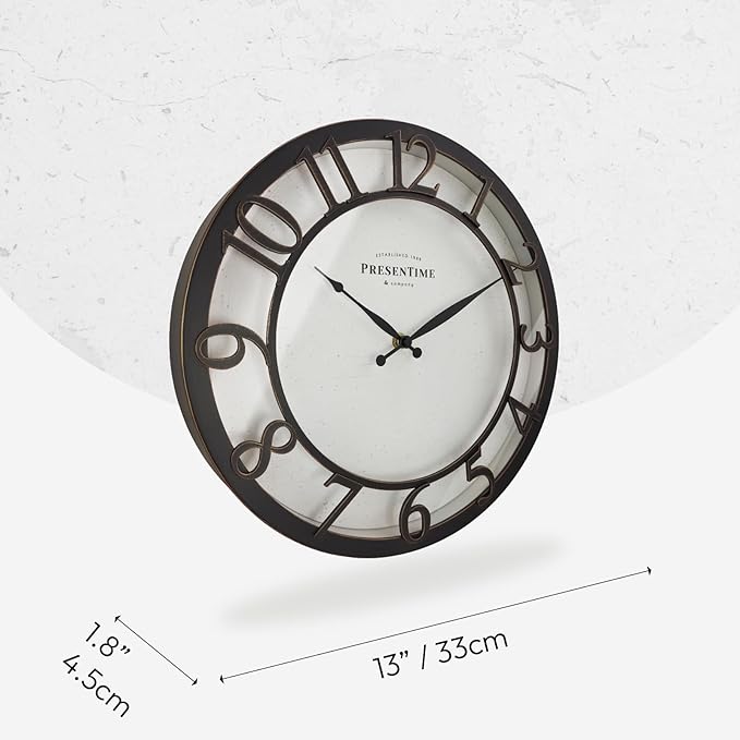 Presentime & Co 13" Farmhouse Series Wall Clock, Vintage Style, Retro Clock - Image 7