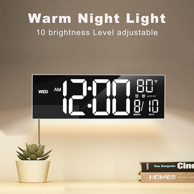 JALL 16" Large Digital Wall Mount Clock, Count Down Timer, Big LED, 8 RGB Color - Image 7