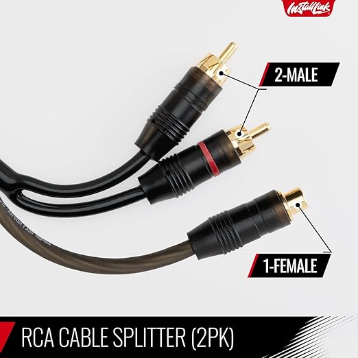 Install Link RCA Audio Cable for Subwoofer or Stereo Cable, Y Adapter 1-Female - Image 2