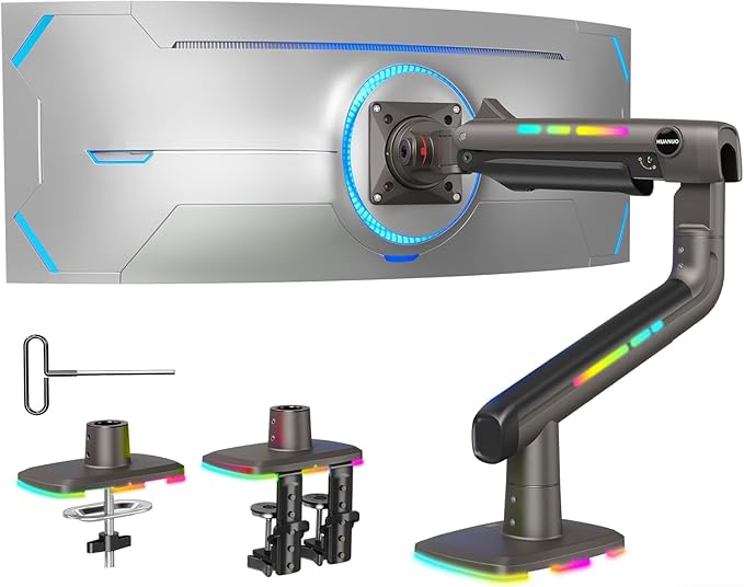 HUANUO TitanLift Monitor Arm for Ultrawide Screens up to 49″, Heavy-Duty Single by HUANUO