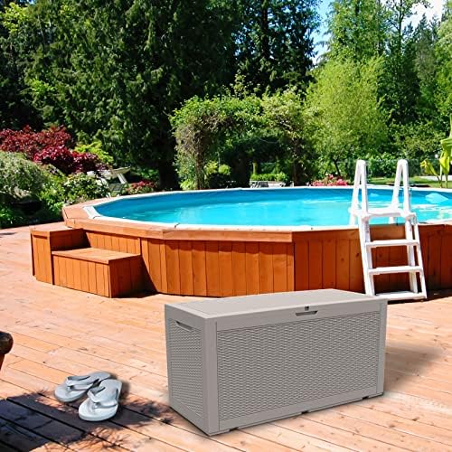 modern-depo 100 gallon deck box waterproof outdoor storage on a desk or shelf