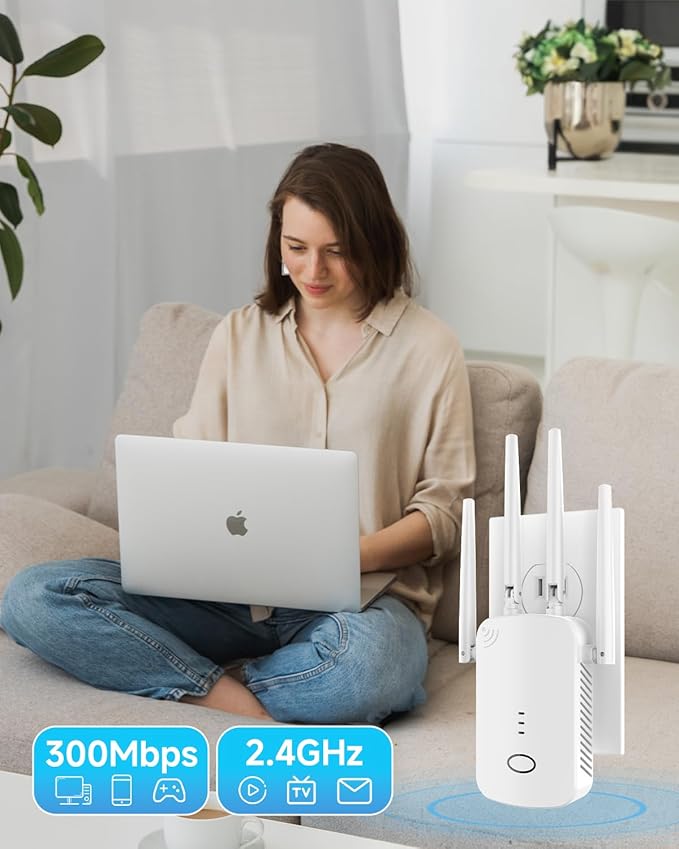 WiFi Extender, 2.4G WiFi Extender Signal Booster – 10888 Sq Ft, 80 Devices - Image 2