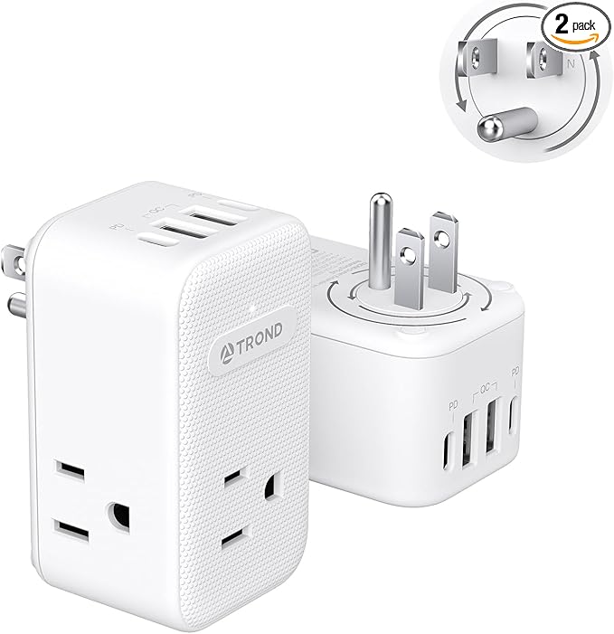 TROND Multi Plug Outlet Extender 2 Pack, 3 Way Outlet Splitter by TRONDOfficial