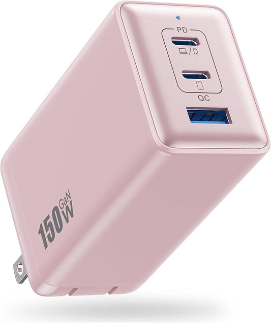 150W USB C Charger Block, GaN III Compact Foldable Wall Charger 3 Port Fast by Pxwaxpy