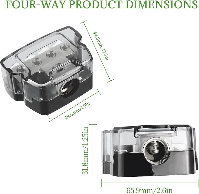 BOJACK 4 Way Power Distribution Connecting Block 1x0/2/4 Gauge Input 2x4/8 - Image 2