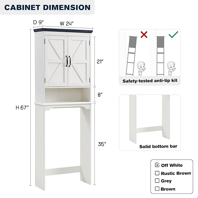 ACCOHOHO Over The Toilet Storage Cabinet, Farmhouse Bathroom Cabinet - Image 2