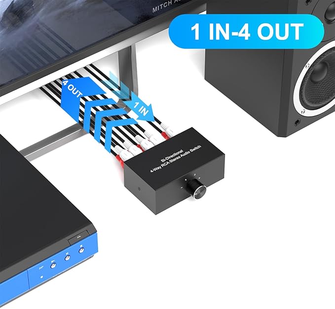 Dingsun 4-Way Stereo Audio Switcher, Bi-Directional Right and Left Channel - Image 4