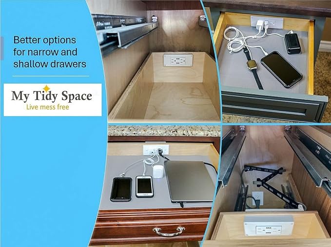 My Tidy Space Low Profile PD30W USB-C 15 Amp in Drawer Docking Station Outlet - Image 4