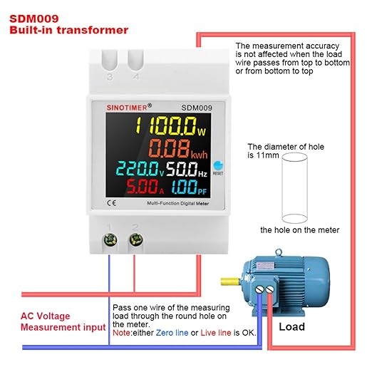6IN1 Single Phase Energy Meter Din Rail Electricity Usage Monitor AC 40-300V - Image 7