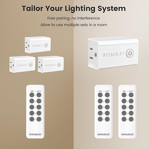 SURAIELEC Remote Control Outlet, Wireless Remote Light Switch, 100 FT, - Image 5