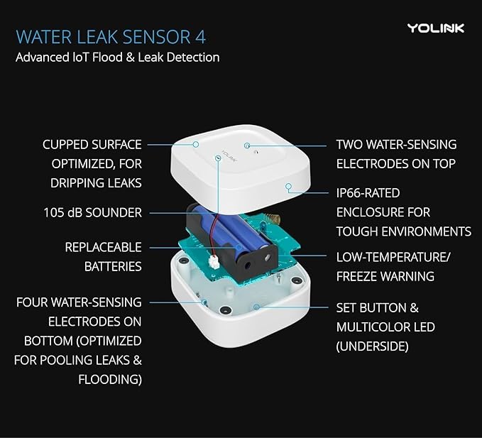 YoLink Water Leak Starter Kit: Hub + 2 Leak Sensor 4, LoRa Long-Range, - Image 3