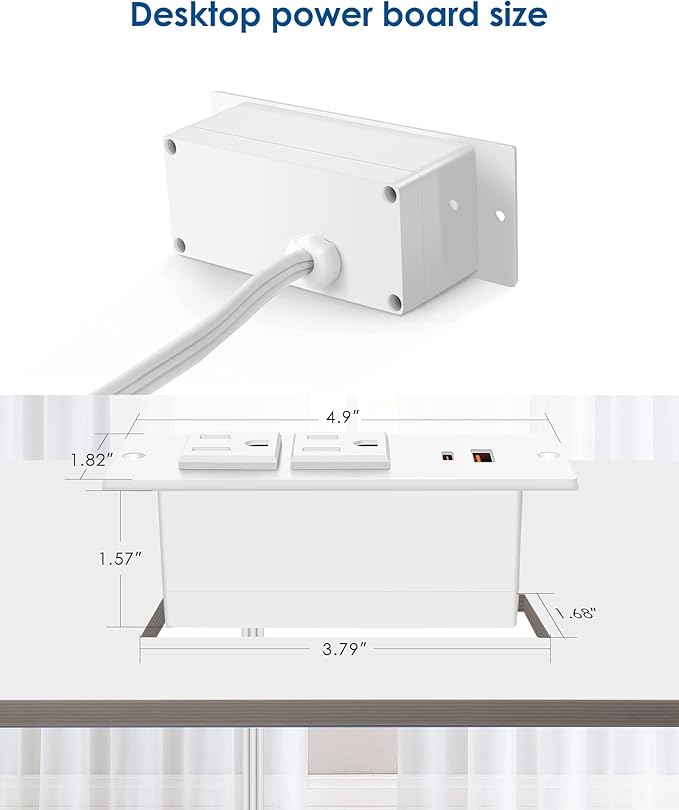 Recessed Power Strip USB C PD 30W Fast Charging, Flush Mount Desk Recessed - Image 6