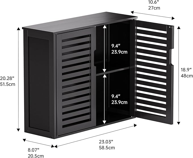 HITNET Black Bathroom Storage Cabinet, Hanging Medicine Cabinet - Image 3