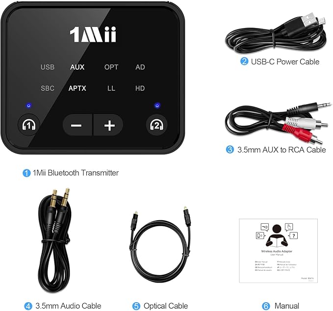 1Mii Bluetooth 5.3 Transmitter for TV to 2 Wireless Headphones, Long Range - Image 7