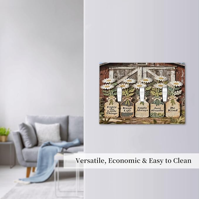 Bvtewkhz Rustic Daisy Barn Door Flowers 3 Gang Triple Toggle Decorative Light - Image 6