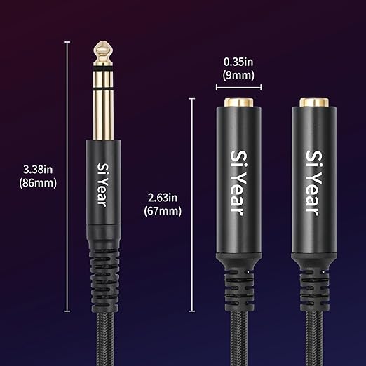 SiYear 1/4" Splitter Cable, 6.35mm TRS to Dual 1/4 inch Female Stereo Y - Image 5