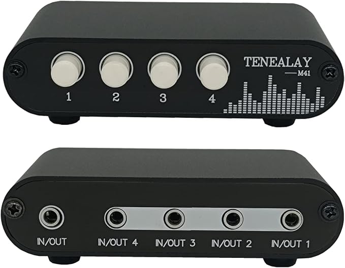 TENEALAY 4 in 1 Out / 1 in 4 Out AUX 3.5mm Stereo Audio Input Signal Source by TENEALAY