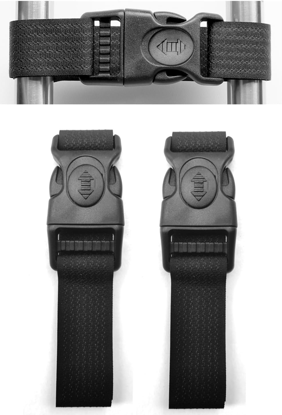 2 Pack Baby Safety Lock Strap, Middle Sliding Button with Dual Protection, Fits Kitchen French Door Refrigerators/Cabinets/RV Doors, Damage-Free Installation