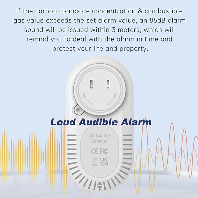 Protmex 4-in-1 Carbon Monoxide & Gas Detectors Plug in Large LCD Screen - Image 6