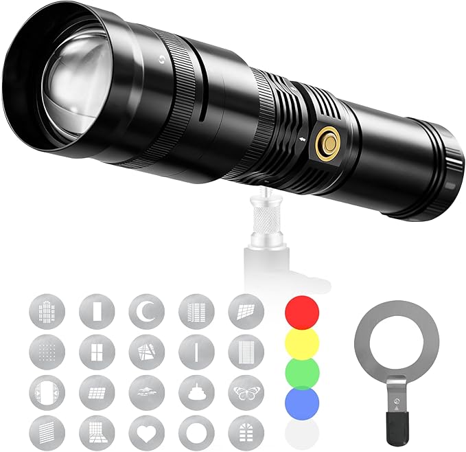Alluneitter 40W LED Photography Flashlight Aluminum, Professional Imaging Lens by Alluneitter