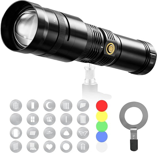 Alluneitter 40W LED Photography Flashlight Aluminum, Professional Imaging Lens by Alluneitter