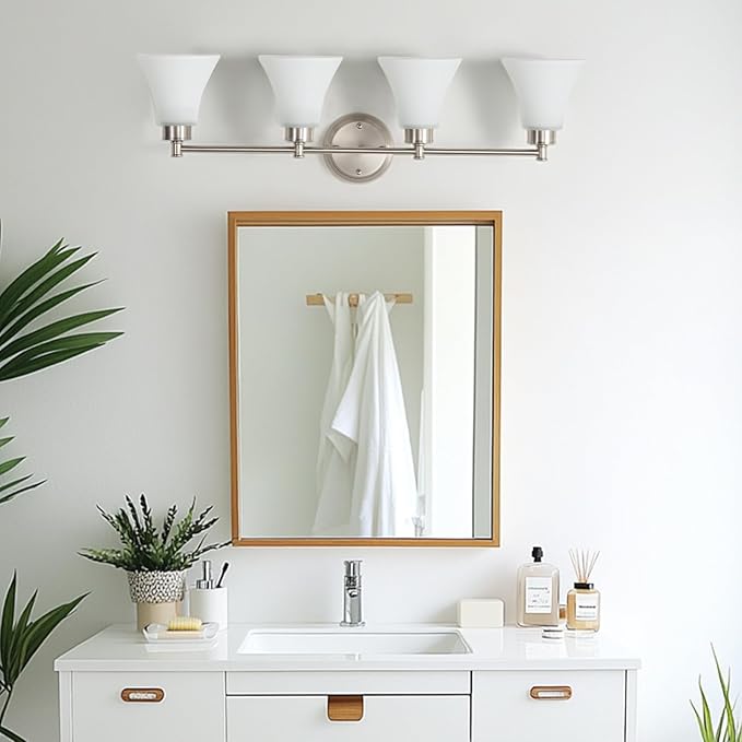 LOUSACE 4 Light Bathroom Vanity Light Brushed Nickel Bathroom Lighting Fixtures - Image 8